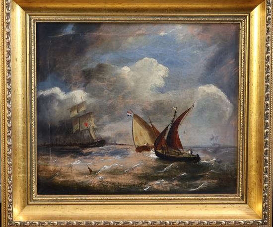 19th century English School Shipping off the coast 12 x 14in.
